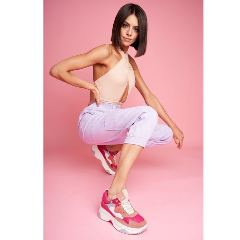Ženske sportske kožne cipele GOE Pink FF2N3010 bijela ružičasta 1