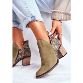 Ženske čizme na petu Maciejka proljetna kožna maslina 04492-24 zelena 1