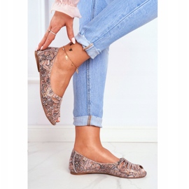 Ženske balerinke Maciejka kožna smeđa s uzorcima 03497-21 višebojan 2