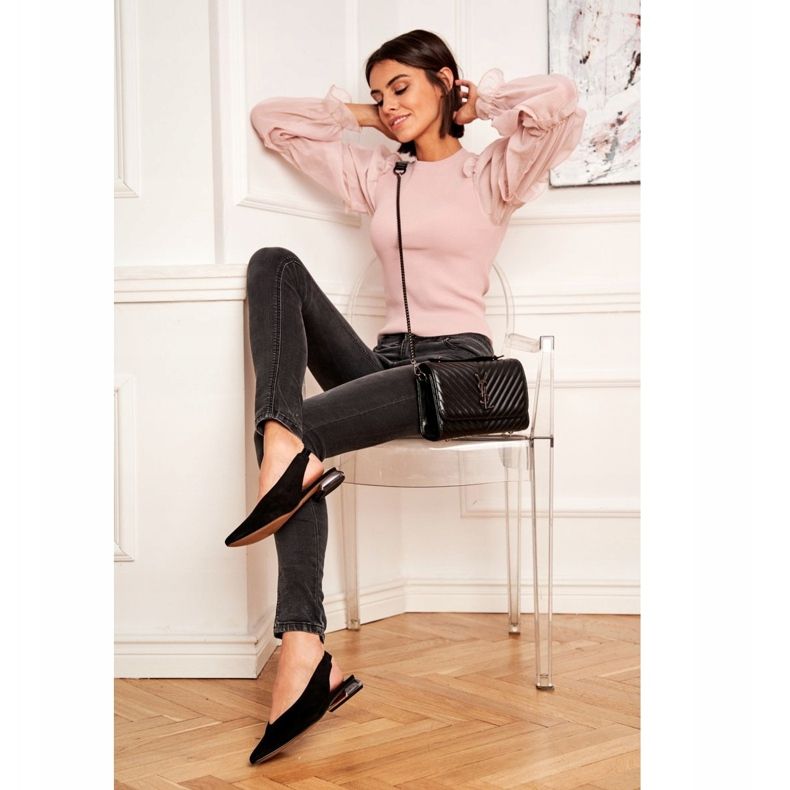 Ženske balerinke Laura Messi Koža Crna 2127 crno 1