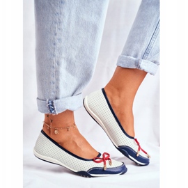 EVE Ženske bijele i crvene kožne balerine Erdola bijela crvena mornarsko plava 2