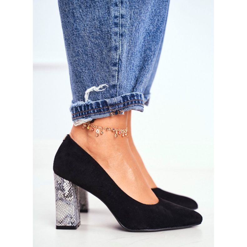 Ženske pumpe na petu Sergio Leone crne PB216 crno 2