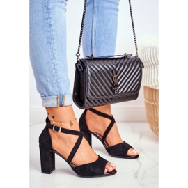 Ženske sandale na visoku petu Sergio Leone crna SK865 1