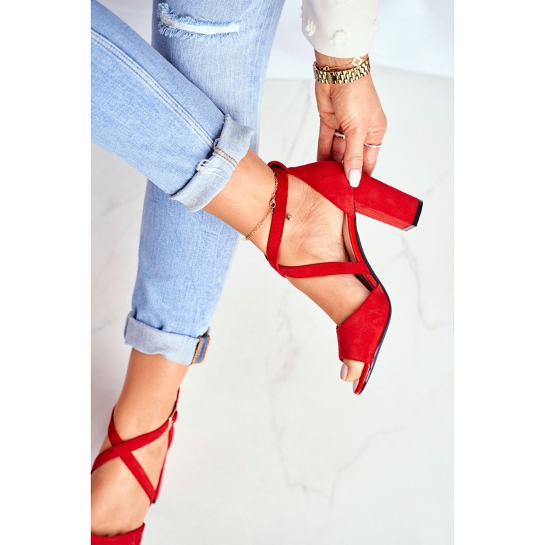 Ženske sandale na visoku petu Sergio Leone crvena SK865 1