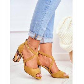Ženske sandale na visoku petu Sergio Leone žuta SK865 žuta boja 1
