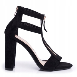 PS1 Ženske sandale na petu Suede Black Folly crna 1