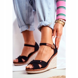 SEA Ženske sandale na klin crne LaMane crna 1