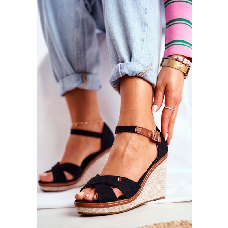 SEA Ženske sandale na klin crne LaMane crna 1