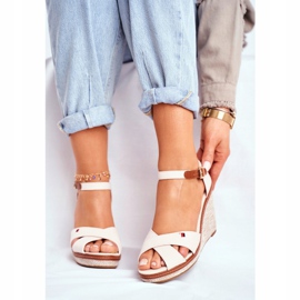 SEA Ženske sandale na klin bež LaMane 2