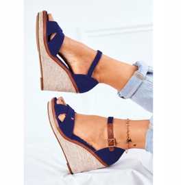 SEA Ženske sandale na klin plave LaMane mornarsko plava 1