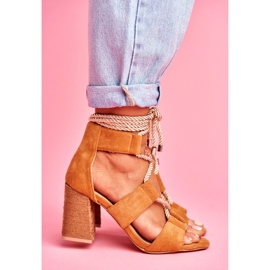 SEA Ženske sandale na petu vezane antilop Kamilica Amore smeđa 2