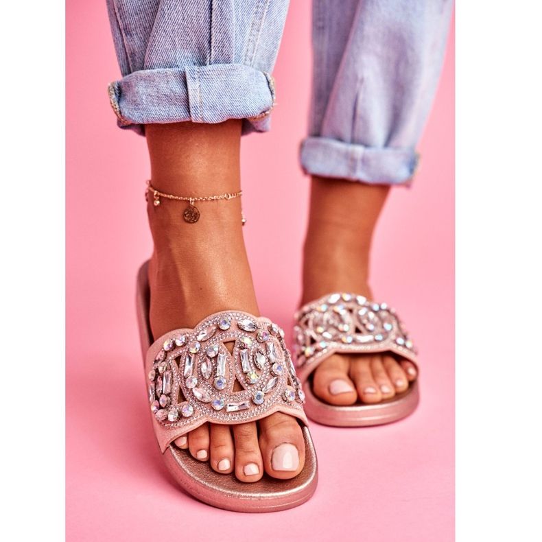 PS1 Ženske papuče s kristalima Ružičasto zlato Audrey ružičasta žuta boja 2