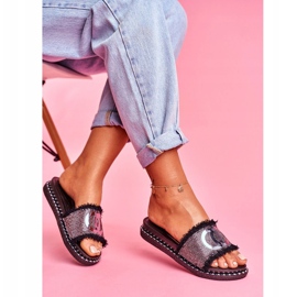 PS1 Ženske papuče Black Valley s kristalima crna 1