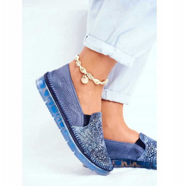 Ženske pantalone Maciejka navlačna koža tamnoplava 03512-45 mornarsko plava 1