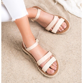 SHELOVET Pletene eko kožne sandale smeđa 1