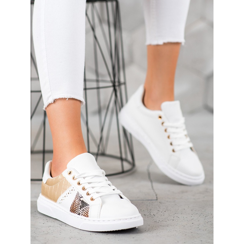 SHELOVET Udobne bijele tenisice bijela žuta boja 2