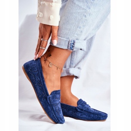 S.Barski Ženske natikače s ažurnom kožom Navy Blue Salem tamnoplava 1