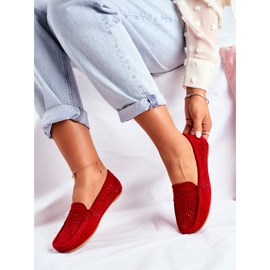 S.Barski Ženske natikače s ažurnom kožom Red Salem crvena 2