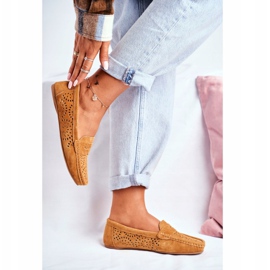 S.Barski Ženske natikače s ažurnom kožom Camel Salem smeđa 2