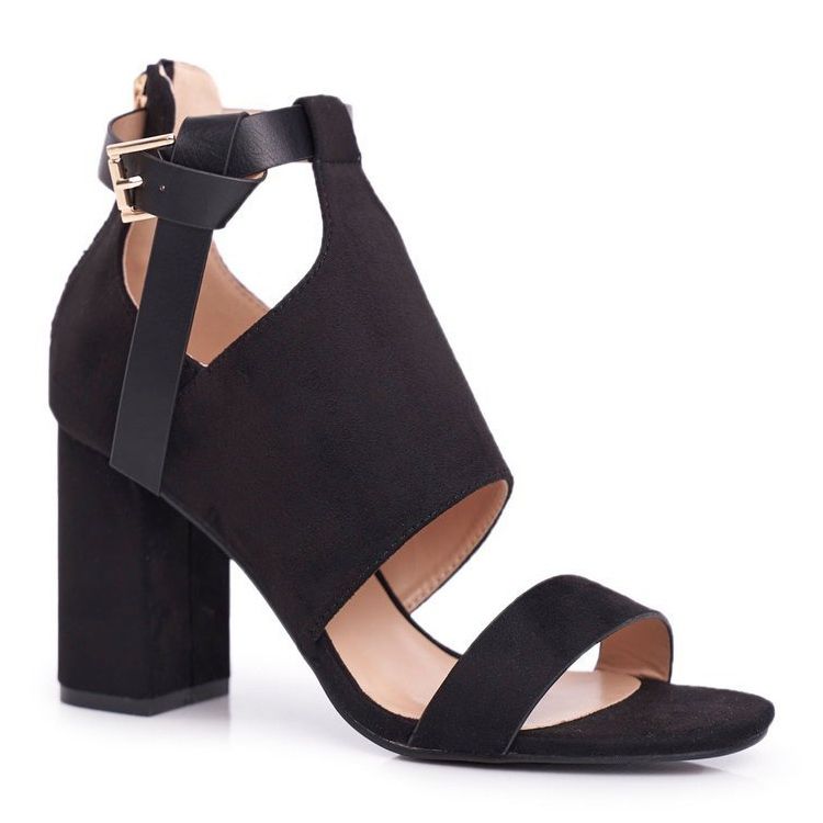 Vinceza Ženske sandale na visoku petu s crnim dlanovima i drškom crna 1
