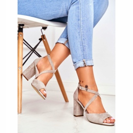 Ženske sandale na visoku petu Sergio Leone Grey SK865 siva 2