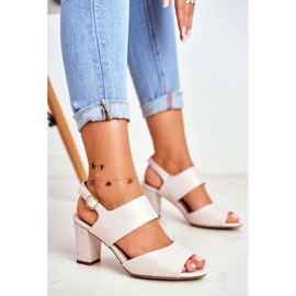 Ženske sandale na visoku petu Sergio Leone bež Perła SK778 1