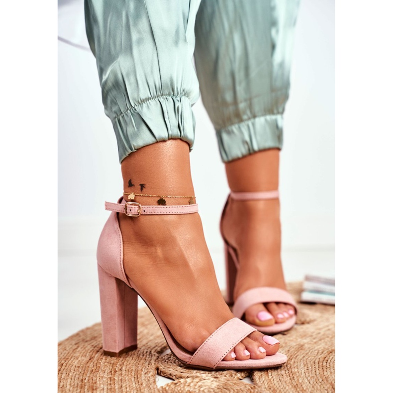 ADY Ženske sandale na petu Suede Pink Anastasie ružičasta 1