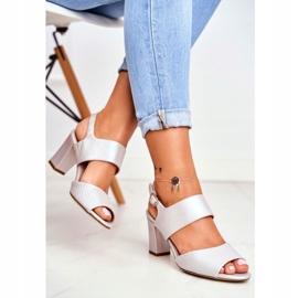 Ženske sandale na visoku petu Sergio Leone srebrna SK778 smeđa raznobojna siva 2