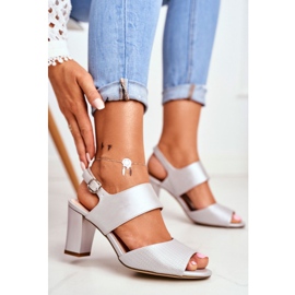 Ženske sandale na visoku petu Sergio Leone srebrna SK778 smeđa raznobojna siva 1