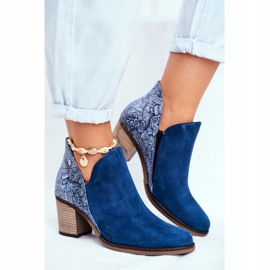 Ženske čizme na petu Maciejka proljetna koža tamnoplava 04492-17 2