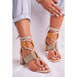 Bellucci Ženske sandale na petu, antilop, šarena Beckie smeđa raznobojna 1