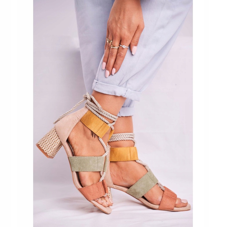 Bellucci Ženske sandale na petu, antilop, šarena Beckie smeđa raznobojna 2