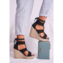 Bellucci Ženske sandale na klin Espadrile crne Beautiful One crno 2