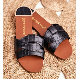 HAN Ženske papuče Zmijska koža Crna šansa 1