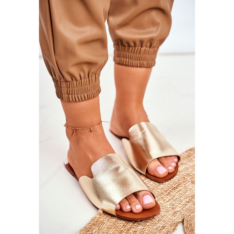 HAN Ženske ravne zlatne Mimios papuče zlatna 1