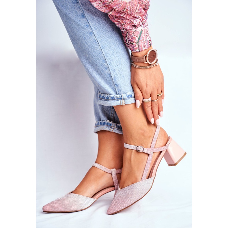 SEA Ženske pumpe na petu ružičasto zlatno Alice višebojan ružičasta 2