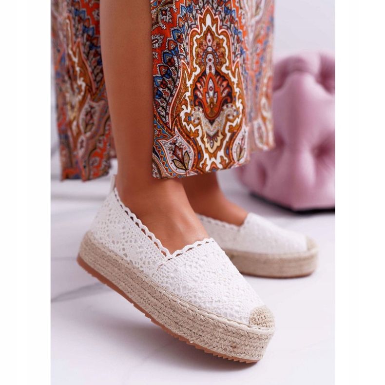ADY Ženska platforma Espadrilles Lace White Desante bijela 1