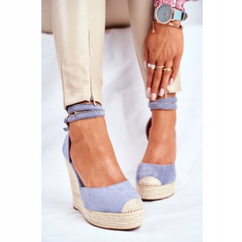 FB2 Ženske sandale na platnenom klinu plava canterola 1