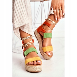 Ženske espadrile na platformi vezane žute fuerte žuta boja 1