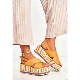 FW1 Ženske sandale na klin Espadrilles Yellow Sandy žuta boja 1