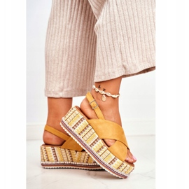 FW1 Ženske sandale na klin Espadrilles Yellow Sandy žuta boja 2