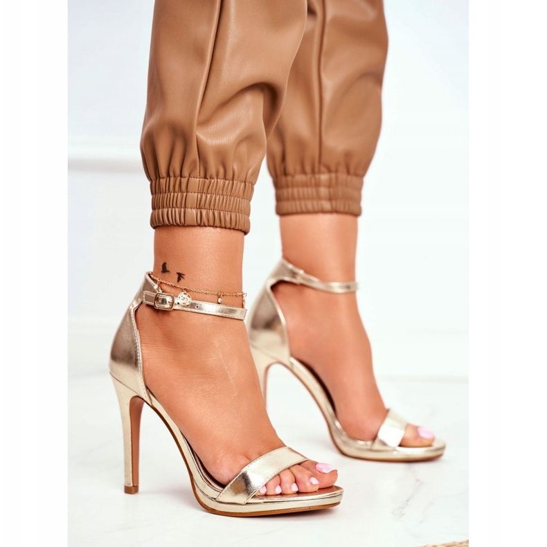 ADY Ženske sandale na visokoj peti Golden Frenzy zlatni 1