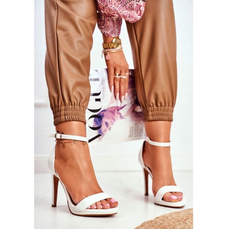 ADY Ženske sandale na bijeloj bijesi na visoku petu bijela 1