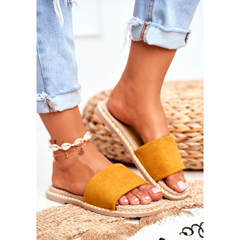 FRJ Ženske klasične papuče od antilopa žute Look Me Me žuta boja 2