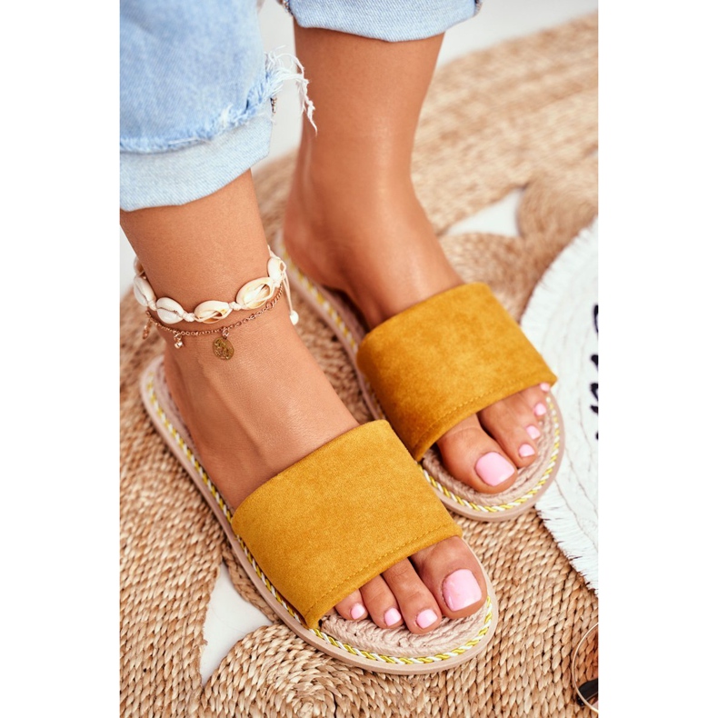 FRJ Ženske klasične papuče od antilopa žute Look Me Me žuta boja 1