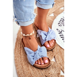 FRJ Ženske papuče s pin-up mašnicama Plava magnolija 1