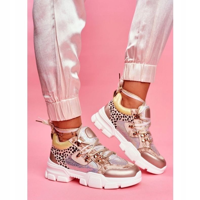 Moow Sportske ženske cipele Tenisice Totalno lude bež srebro višebojan 1