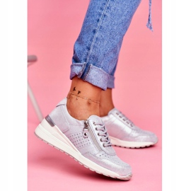 Vinceza Ženske sportske cipele Tenisice kožne srebrne FT20-8675 Better Way siva 2