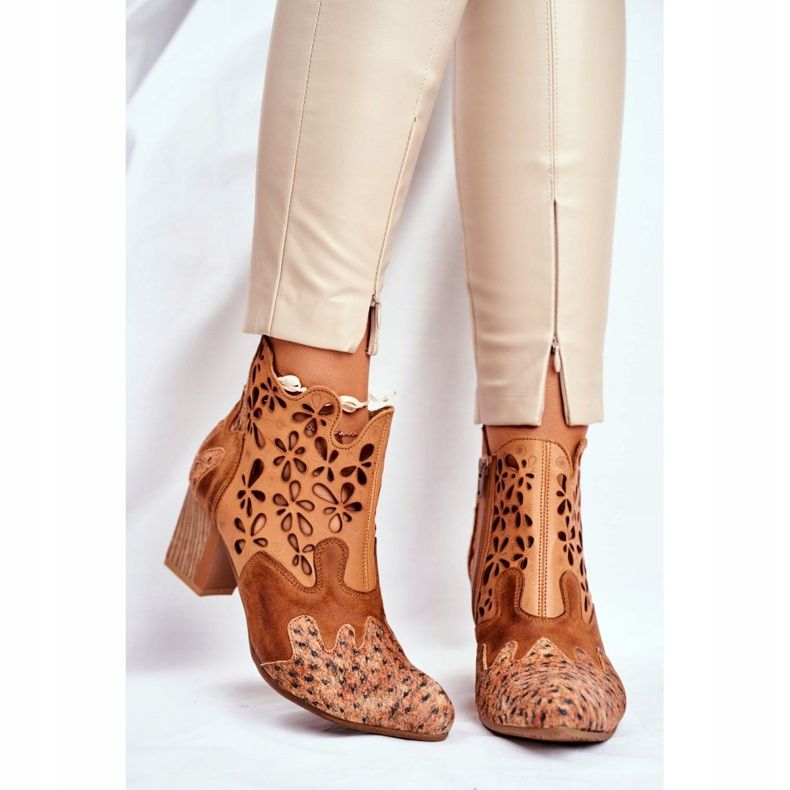 Ženske čizme na štiklu Maciejka proljetno crvena 04369-29 smeđa 2