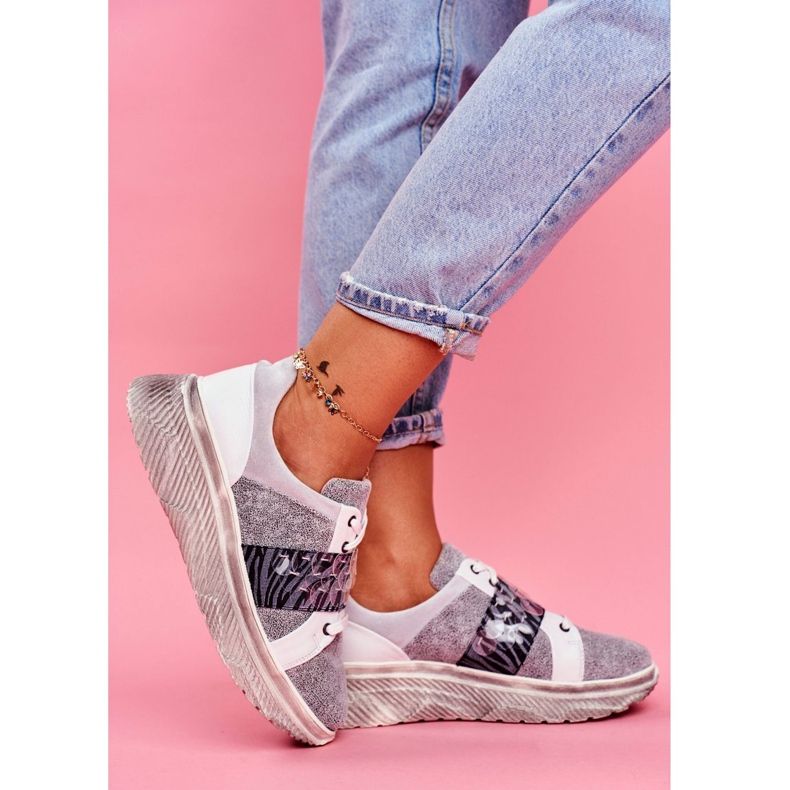 Sportske cipele Ženske kožne tenisice Maciejka 04448-03 bijela siva 1